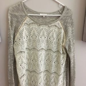 Lace front light weight sweater